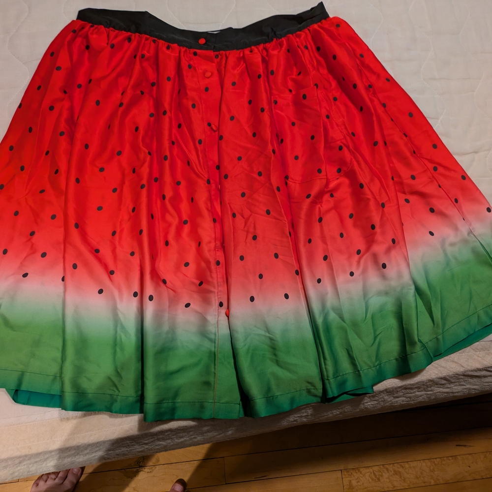 Unique Vintage Red Midi A-Line Skirt